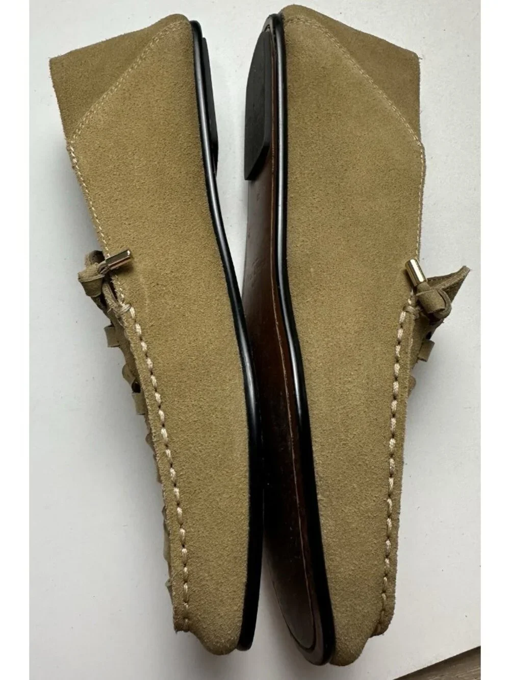 Zara Stefano Pilati Women’s Suede Leather Loafers Flats Brown Tan US 11 EU 42